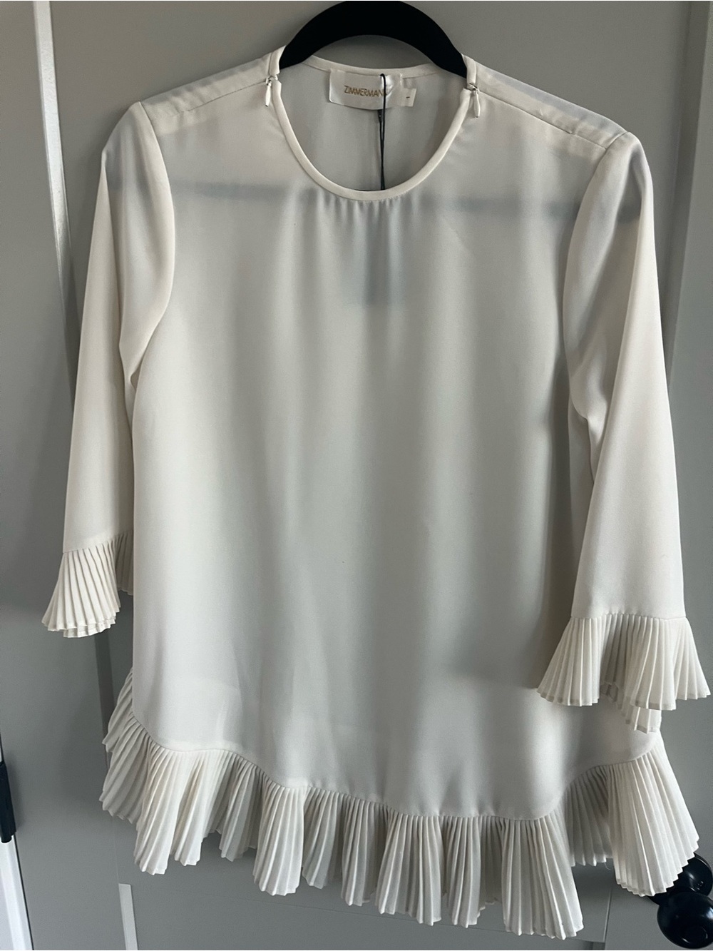 Zimmerman Women's Cream Ruffle-Hem Blouse size 1